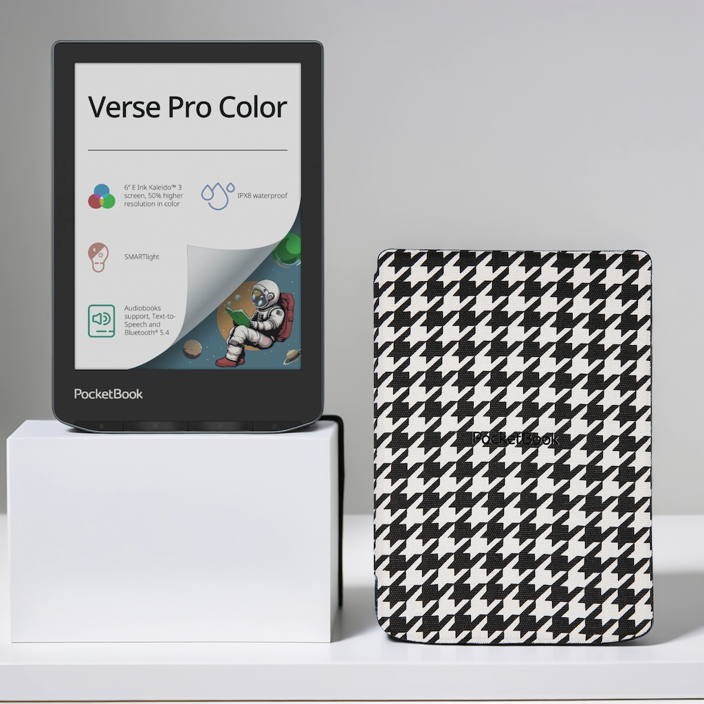 PocketBook Verse Pro Color - Stormy Sea + Zwart/wit geruit PocketBook hoesje