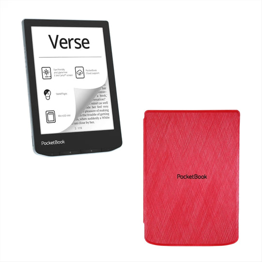 PocketBook Verse - Bright Blue met rood hoesje