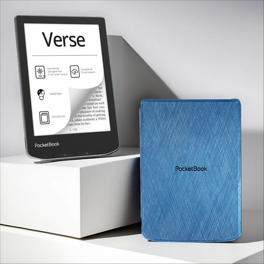 PocketBook Verse - Mist Grey met blauw hoesje