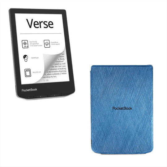 PocketBook Verse - Mist Grey met blauw hoesje