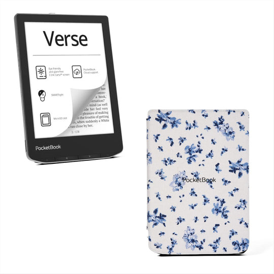 PocketBook Verse - Mist Grey met bloemen hoesje