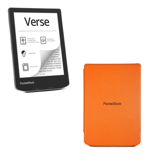 PocketBook Verse - Mist Grey met oranje hoesje